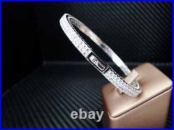 925 Sterling Silver Cubic Zirconia Round Cut Micro Pave Womens Bangle/bracelet