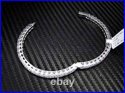 925 Sterling Silver Cubic Zirconia Round Cut Micro Pave Womens Bangle/bracelet