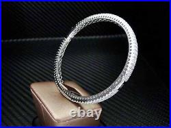 925 Sterling Silver Cubic Zirconia Round Cut Micro Pave Womens Bangle/bracelet