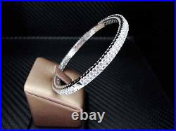 925 Sterling Silver Cubic Zirconia Round Cut Micro Pave Womens Bangle/bracelet