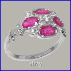 925 Sterling Silver Cubic Zirconia Ruby Womens Cluster Ring Sizes J to Z