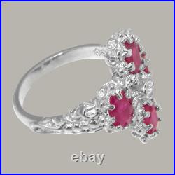 925 Sterling Silver Cubic Zirconia & Ruby Womens Cluster Ring Sizes J to Z