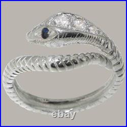 925 Sterling Silver Cubic Zirconia Sapphire Womens Band Ring Sizes J to Z