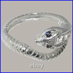 925 Sterling Silver Cubic Zirconia Sapphire Womens Band Ring Sizes J to Z