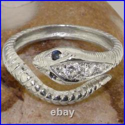 925 Sterling Silver Cubic Zirconia Sapphire Womens Band Ring Sizes J to Z