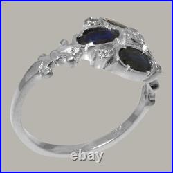 925 Sterling Silver Cubic Zirconia Sapphire Womens Cluster Ring Sizes J to Z