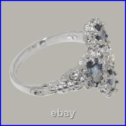 925 Sterling Silver Cubic Zirconia & Sapphire Womens Cluster Ring Sizes J to Z