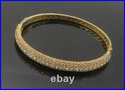 925 Sterling Silver Cubic Zirconia Shiny Gold Plated Bangle Bracelet BT6713