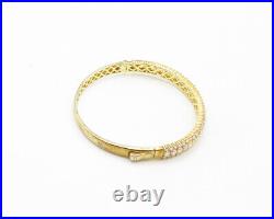 925 Sterling Silver Cubic Zirconia Shiny Gold Plated Bangle Bracelet BT6713
