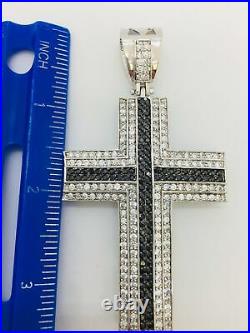 925 Sterling Silver Cubic Zirconia Stones Rhodium Finished Large Cross Men's C