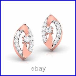 925 Sterling Silver Cubic Zirconia Stud Earrings Marquise Rose Gold Screw Back