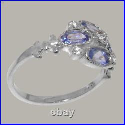 925 Sterling Silver Cubic Zirconia Tanzanite Cluster Ring Sizes J to Z