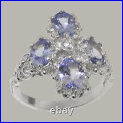 925 Sterling Silver Cubic Zirconia & Tanzanite Womens Cluster Ring