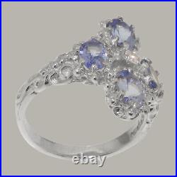 925 Sterling Silver Cubic Zirconia & Tanzanite Womens Cluster Ring