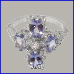 925 Sterling Silver Cubic Zirconia & Tanzanite Womens Cluster Ring