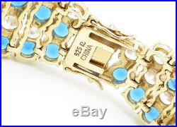 925 Sterling Silver Cubic Zirconia & Topaz Gold Plated Chain Bracelet B5851