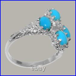 925 Sterling Silver Cubic Zirconia & Turquoise Womens Cluster Ring