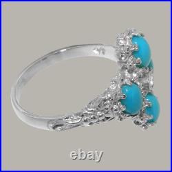 925 Sterling Silver Cubic Zirconia & Turquoise Womens Cluster Ring