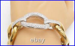 925 Sterling Silver Cubic Zirconia Two Tone Large Chain Bracelet BT2167