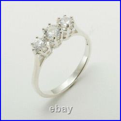 925 Sterling Silver Cubic Zirconia Womens Trilogy Ring Sizes J to Z