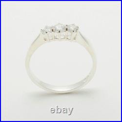 925 Sterling Silver Cubic Zirconia Womens Trilogy Ring Sizes J to Z