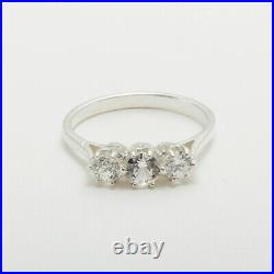 925 Sterling Silver Cubic Zirconia Womens Trilogy Ring Sizes J to Z