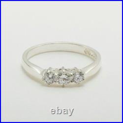 925 Sterling Silver Cubic Zirconia Womens Trilogy Ring Sizes J to Z