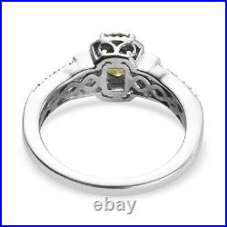 925 Sterling Silver Demantoid Garnet Cubic Zirconia CZ Eternity Ring Size 6 Ct 1
