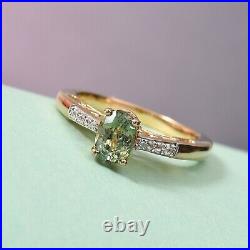 925 Sterling Silver Demantoid Garnet Cubic Zirconia CZ Ring Gifts Size 5 Ct 0.9