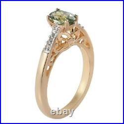 925 Sterling Silver Demantoid Garnet Cubic Zirconia CZ Ring Gifts Size 5 Ct 0.9