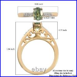 925 Sterling Silver Demantoid Garnet Cubic Zirconia CZ Ring Gifts Size 5 Ct 0.9