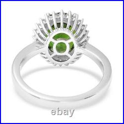 925 Sterling Silver Diopside White Cubic Zirconia CZ Halo Ring Size 5 Ct 4.3