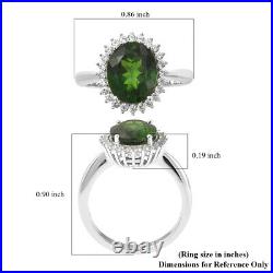 925 Sterling Silver Diopside White Cubic Zirconia CZ Halo Ring Size 8 Ct 4.3