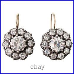 925 Sterling Silver Earrings Cubic Zirconia Vintage style Halo Dangle Women's