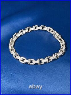 925 Sterling Silver Exclusive Style Bracelet Gents FULL Cubic Zirconia Stones