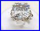925 Sterling Silver Faceted stone Cushion shape Large Cubic Zirconia Ring (1206)