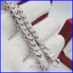 925 Sterling Silver Franco Link With CZ (Cubic Zirconia) Chain