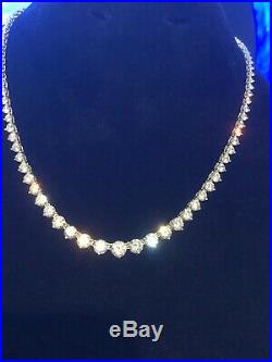 925 Sterling Silver Graduated Cubic Zirconia Tennis Necklace