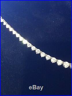 925 Sterling Silver Graduated Cubic Zirconia Tennis Necklace