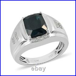 925 Sterling Silver Grandidierite Cubic Zirconia CZ Ring for Men Size 12 Ct 3.7