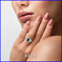 925 Sterling Silver Halo Ring Chrome Diopside Cubic Zirconia Size 6 Ct 5.9 Gifts