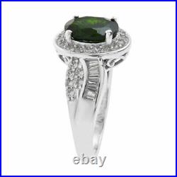 925 Sterling Silver Halo Ring Chrome Diopside Cubic Zirconia Size 6 Ct 5.9 Gifts