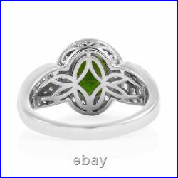 925 Sterling Silver Halo Ring Chrome Diopside Cubic Zirconia Size 6 Ct 5.9 Gifts