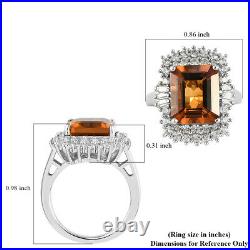 925 Sterling Silver Halo Ring Citrine White Cubic Zirconia CZ Gift Ct 7.2