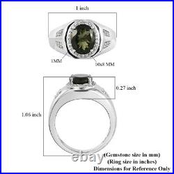 925 Sterling Silver Halo Ring Moldavite Cubic Zirconia CZ Eternity Size 9 Ct 2.5