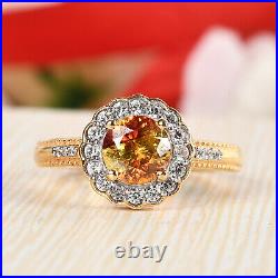 925 Sterling Silver Halo Ring Sphalerite Cubic Zirconia CZ Size 7 Ct 2.1 Gifts
