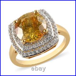 925 Sterling Silver Halo Ring Sphalerite Cubic Zirconia CZ Size 7 Ct 5.8 Gifts