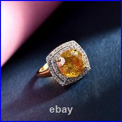 925 Sterling Silver Halo Ring Sphalerite Cubic Zirconia CZ Size 7 Ct 5.8 Gifts