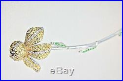 925 Sterling Silver Iris Pin Brooch Floral High Quality Cubic Zirconia Rhodium