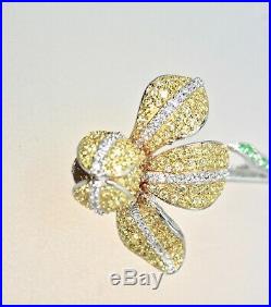 925 Sterling Silver Iris Pin Brooch Floral High Quality Cubic Zirconia Rhodium